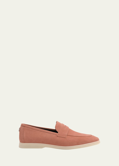 Shop Bougeotte Suede Casual Penny Loafers In Rose 11224