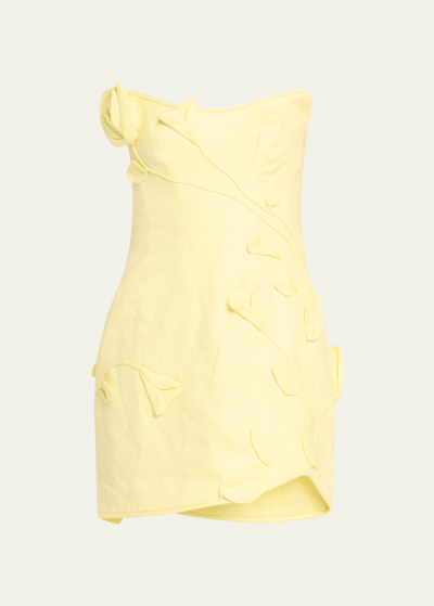 Shop Zimmermann Matchmaker Rose Mini Dress In Lemon