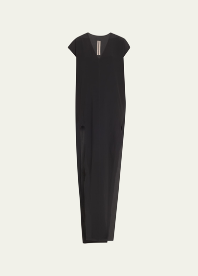 Shop Rick Owens Arrowhead Cutout V-neck Maxi Dress In Black