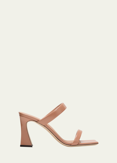 Shop Giuseppe Zanotti Leather Dual-band Slide Sandals In Noce