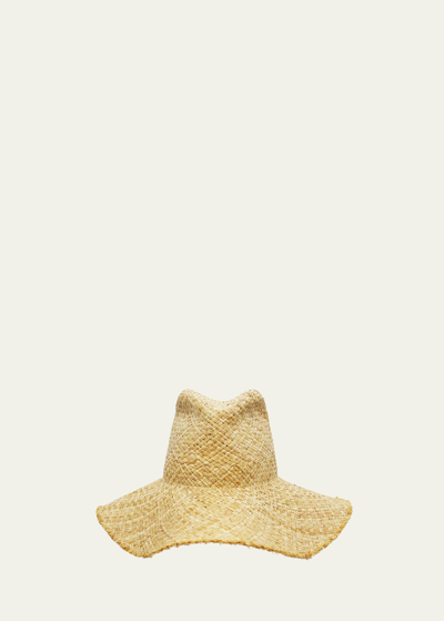 Shop Lola Hats Commando Raffia Large-brim Hat In Naturalwhite