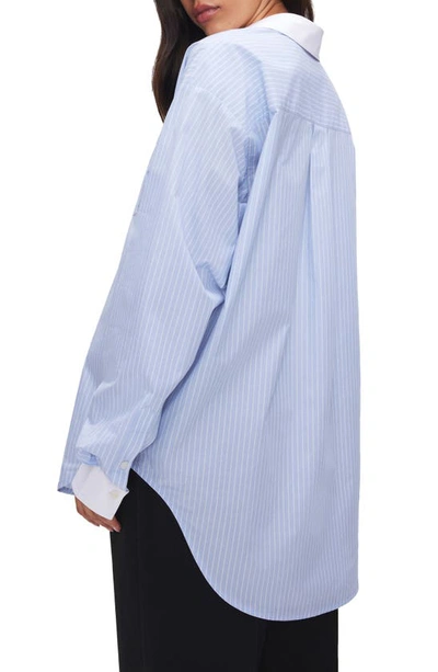 Shop Good American Good Yarn Dye Cotton Poplin Button-up Shirt In Good Stripe004