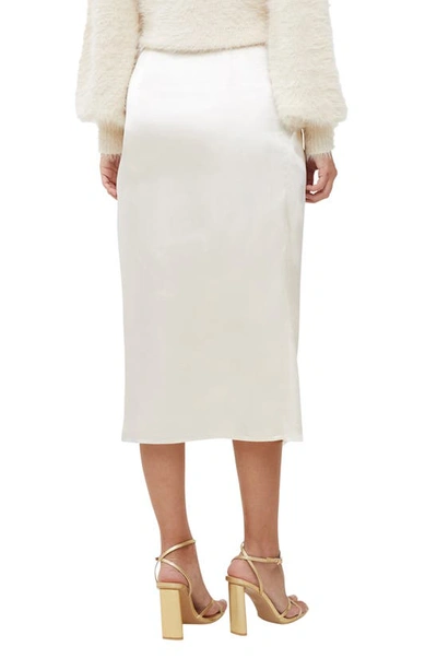 Shop French Connection Inu Satin Faux Wrap Midi Skirt In Classic Cream