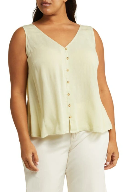 Shop Asos Design Curve Crinkled V-neck Vest In Light Green