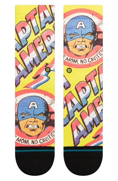 Shop Stance Kids' X Marvel™ Captain America No Cavities Crew Socks In Yellow