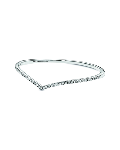 Shop Pandora Timeless Silver Cz Wishbone Bangle Bracelet