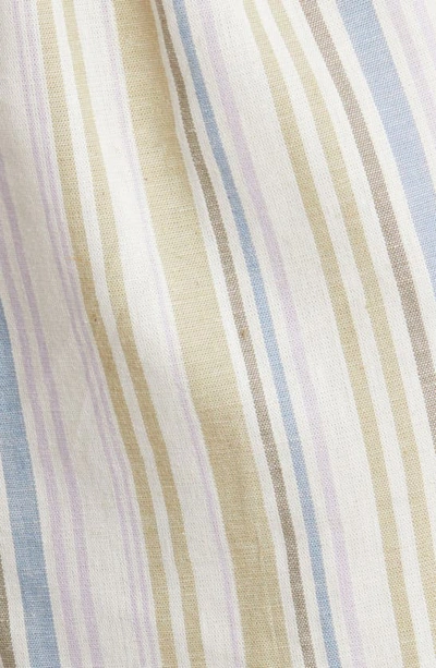 Shop Topshop Stripe Cutout Cotton & Linen Blend Romper In Ivory Multi