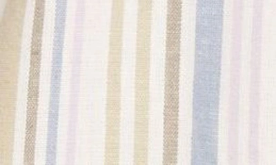 Shop Topshop Stripe Cutout Cotton & Linen Blend Romper In Ivory Multi