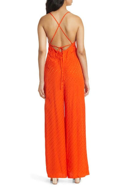 Shop Topshop Jacquard Sleeveless Wide Leg Jumpsuit In Red