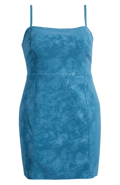 Shop Topshop Curve Faux Leather Dress In Medium Blue