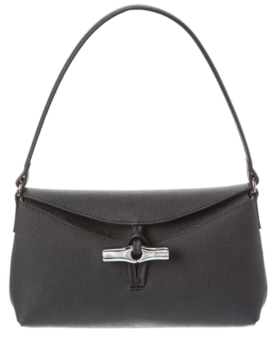 Shop Longchamp Roseau Small Leather Hobo Bag In Black