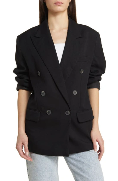 Shop Topshop Double Breasted Blazer In Black