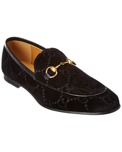 Shop Gucci Jordaan Velvet Loafer In Black