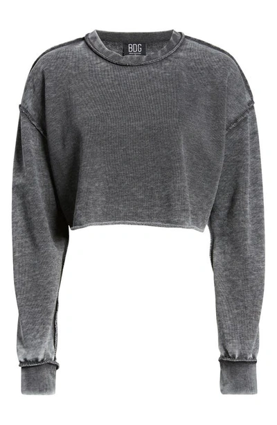 Bdg Urban Outfitters Acid Wash Crop Sweatshirt In Charcoal
