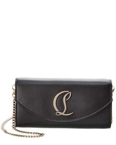 Shop Christian Louboutin Loubi54 Leather Wallet On Chain In Black