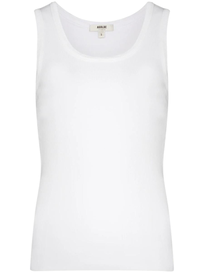 Agolde Sleeveless Ribbed Tank Top In White