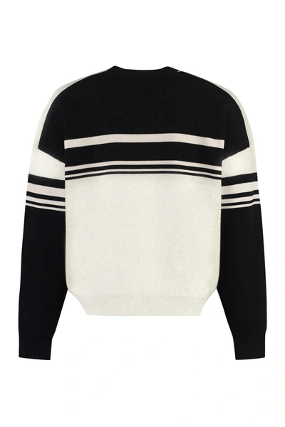 Shop Isabel Marant Cotton Blend Crew-neck Sweater In Ecru