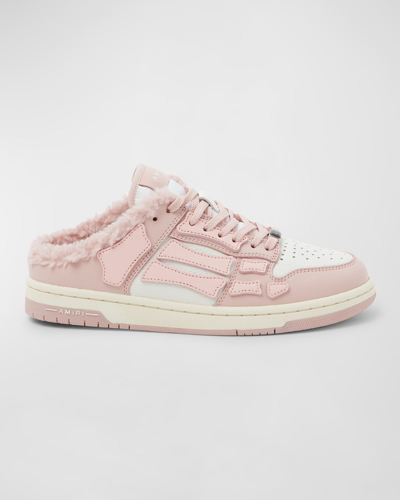 Shop Amiri Skel Leather Low-top Mule Sneakers In 651 Pink