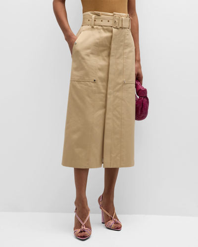 Shop A.l.c Maia Belted Midi Cargo Skirt In Latte