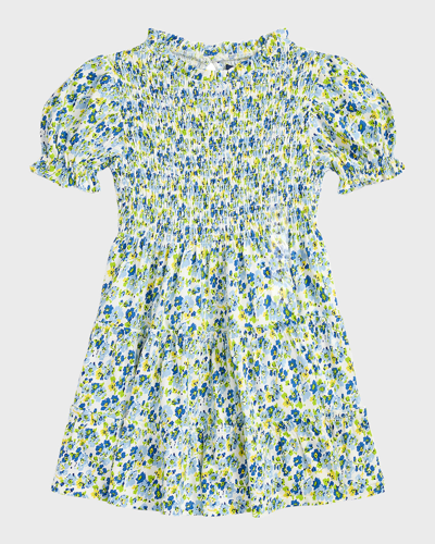 Shop Ralph Lauren Girl's Smocked Floral Cotton Jersey Day Dress In Alma Foral