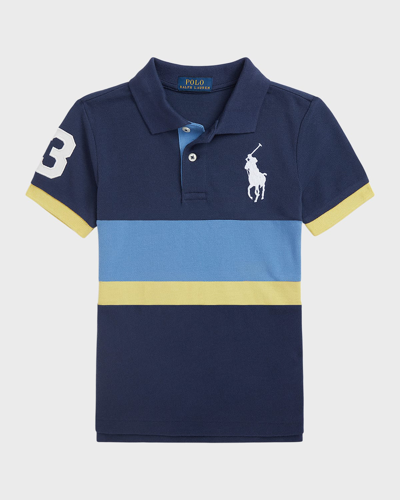 Shop Ralph Lauren Boy's Big Pony Short-sleeve Cotton Mesh Polo Shirt In Newport Navy
