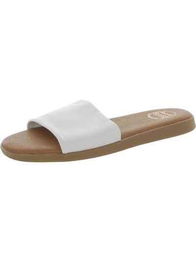 Shop Andre Assous Paloma Womens Leather Peep-toe Slide Sandals In White