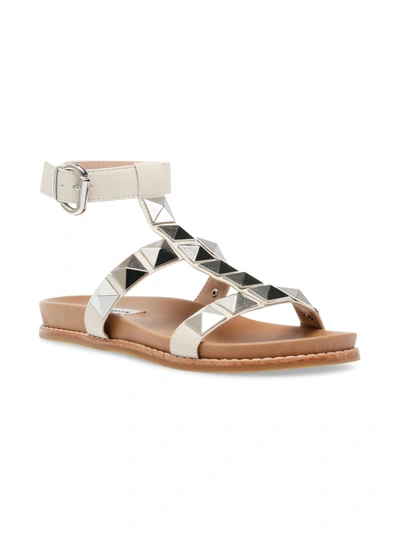 Shop Steve Madden Daft Womens Studded Gladiator Sandals In White