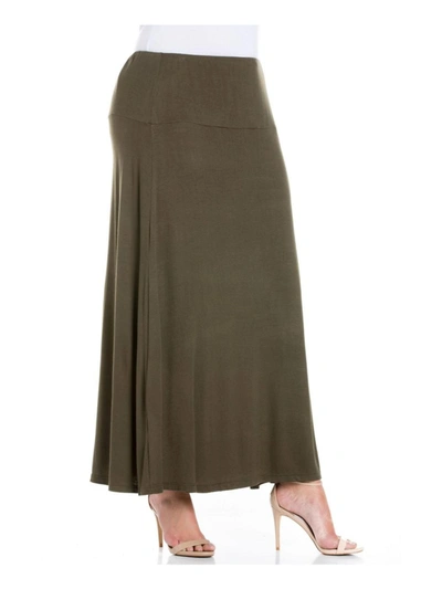 Shop 24seven Comfort Apparel Plus Womens Stretch Calf Midi Skirt In Green