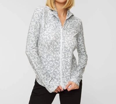 G/fore Floral Print Full Zip Hoodie In Heather Grey In Grey