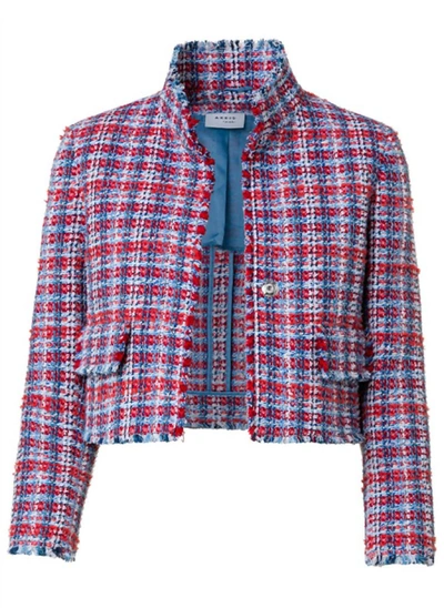 Shop Akris Punto Tweed Cropped Jacket In Red