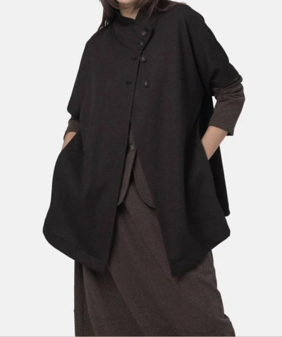 Baci Asymetrical Buttoned Short Sleeve Shirt In Brown In Brown