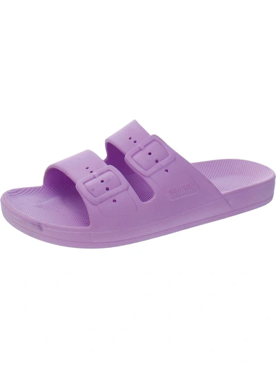 Shop Freedom Moses Womens Footbed Slip On Slide Sandals In Purple