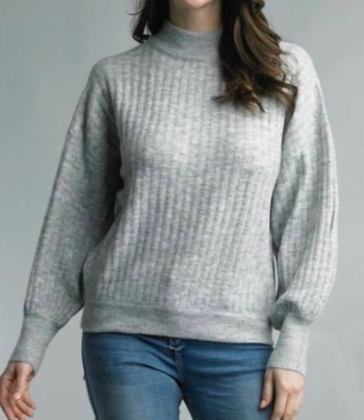 Shop Tempo Paris Mock Neck Rib Sweater In Gray In Grey