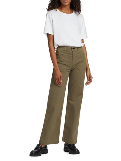 Shop Askk Ny Twill Sailor Pant In Olive In Green