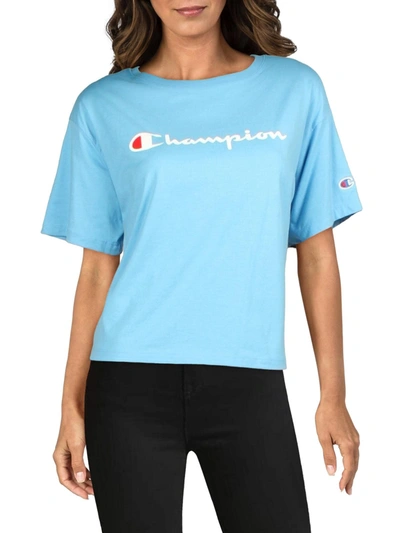 Shop Champion Womens Cropped Short Sleeve Shirts & Tops In Blue