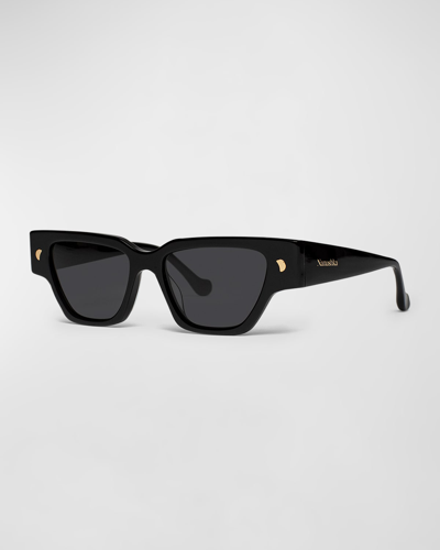 Shop Nanushka Sazzo Acetate Cat-eye Sunglasses In Black
