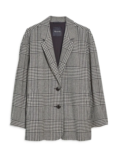 Shop Madewell Womens Wool Blend Glen Plaid Two-button Blazer In Grey