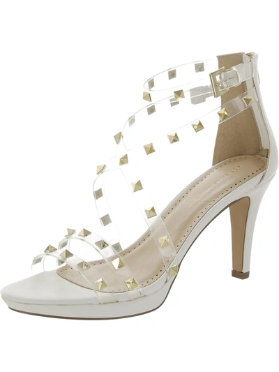 Shop Adrienne Vittadini Gravie Womens Faux Leather Studded Ankle Strap In White