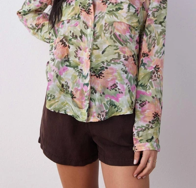 Shop Bella Dahl Full Button Down Hipster Shirt In Oasis Floral Print In Multi
