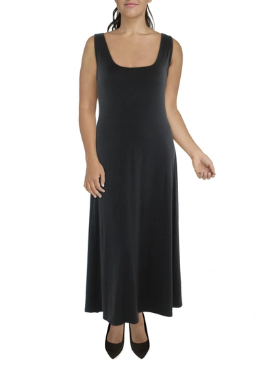 Shop 24seven Comfort Apparel Plus Womens Knit Sleeveless Maxi Dress In Black