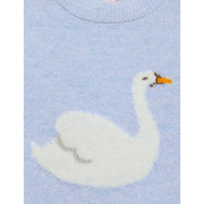 Shop Trotters Boys Blue Kids Darcey Swan-motif Knitted Jumper 3-24 Months