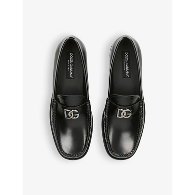 Shop Dolce & Gabbana Mens Black Classic Round-toe Leather Loafers