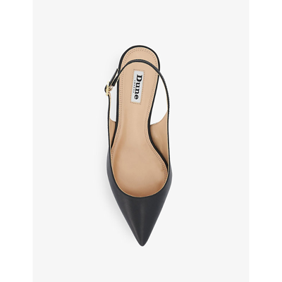 Shop Dune Celini Pointed-toe Leather Slingback Courts In Black-leather