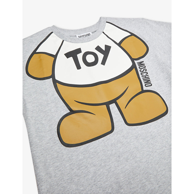Shop Moschino Boys Grey Kids Graphic-print Cotton-jersey T-shirt 4-14 Years