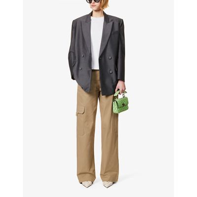 Shop Valentino Garavani Women's Beige Straight-leg Mid-rise Stretch-cotton Trousers In Cream