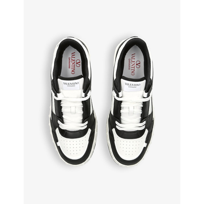 Shop Valentino Garavani Mens White/blk Freedots Panelled Leather Low-top Trainers