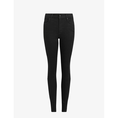 Shop Allsaints Women's Black Miller High-rise Skinny-fit Stretch-denim Jeans