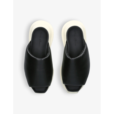 Shop Rick Owens Women's Black Geth Padded Leather Platform Sliders