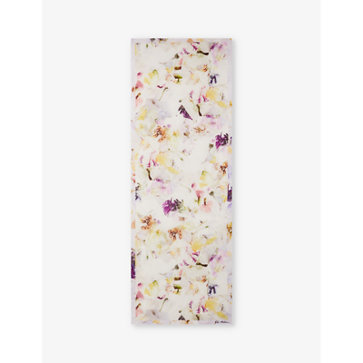 Shop Ted Baker Irisy Floral-print Silk Scarf In Cream