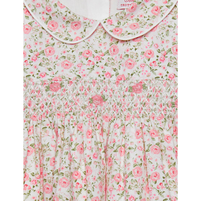 Shop Trotters Pink Rose Catherine Rose Floral-print Cotton Dress 3-24 Months
